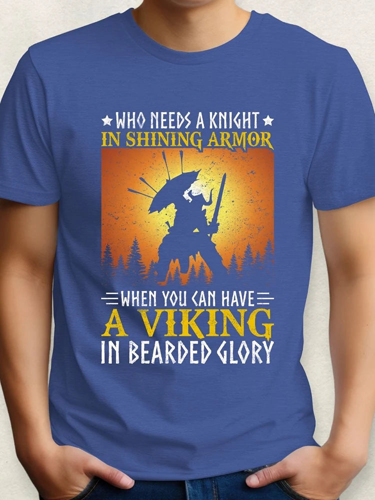 Valhalla Awaits Viking T-shirt Norse Mythology T-shirt Summer Outdoor Casual Men's T-shirt Street Fashion Men's Short Sleeve Top