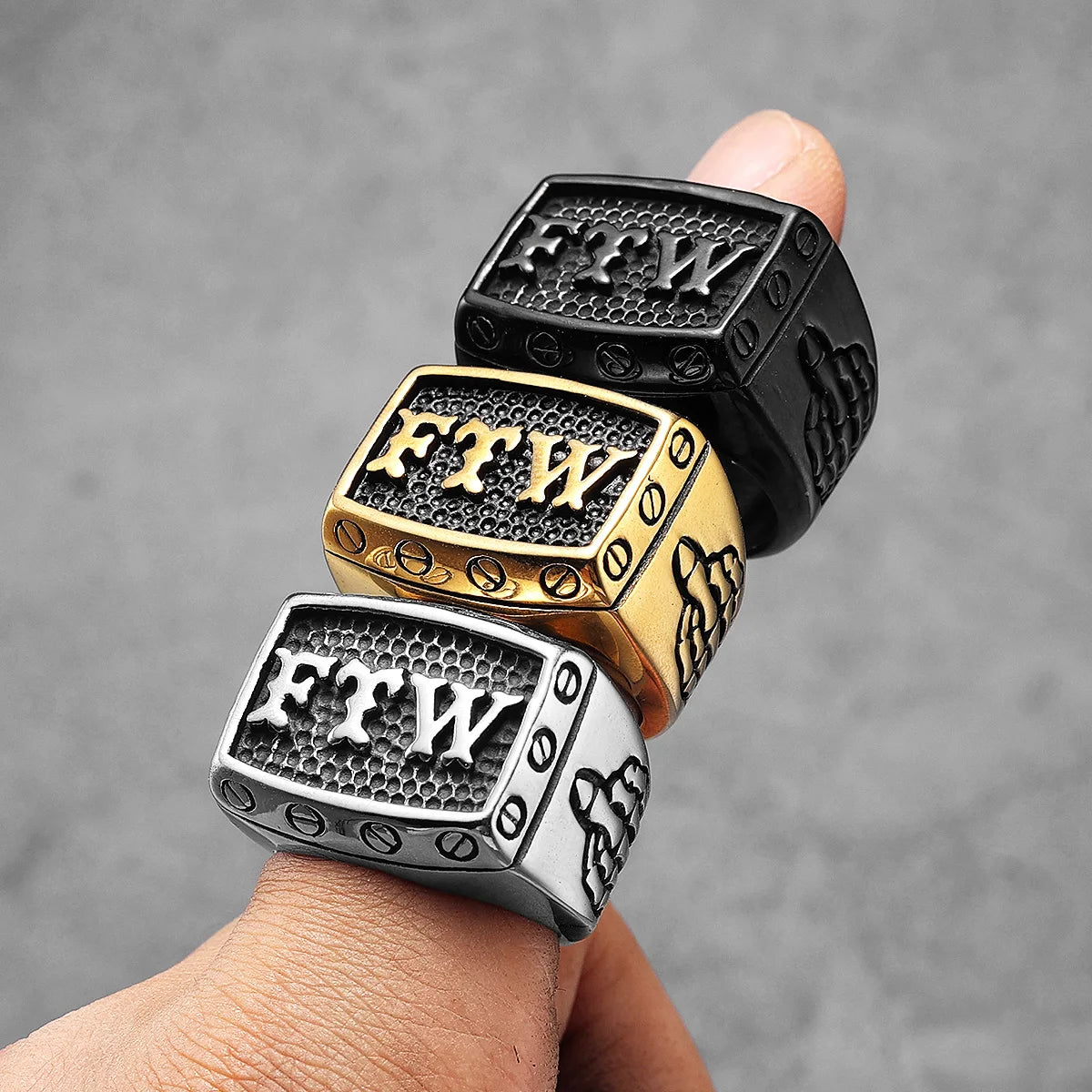 FTW Middle Finger Men Rings Stainless Steel Punk Vintage Cool Stuff Fashion Jewelry Accessories For Women Gift Wholesale