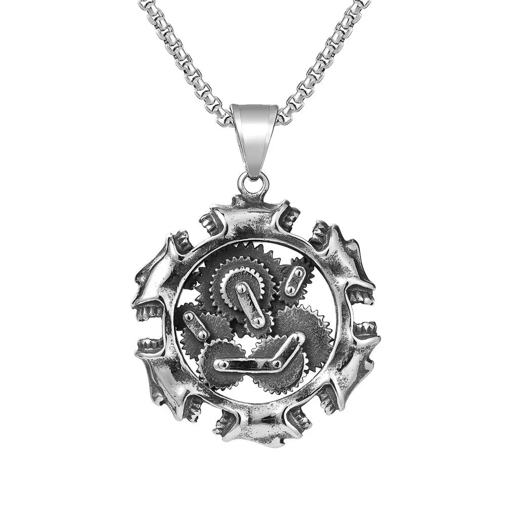 PENDRA Skullgear Steampunk Mechanical Skull Pendant