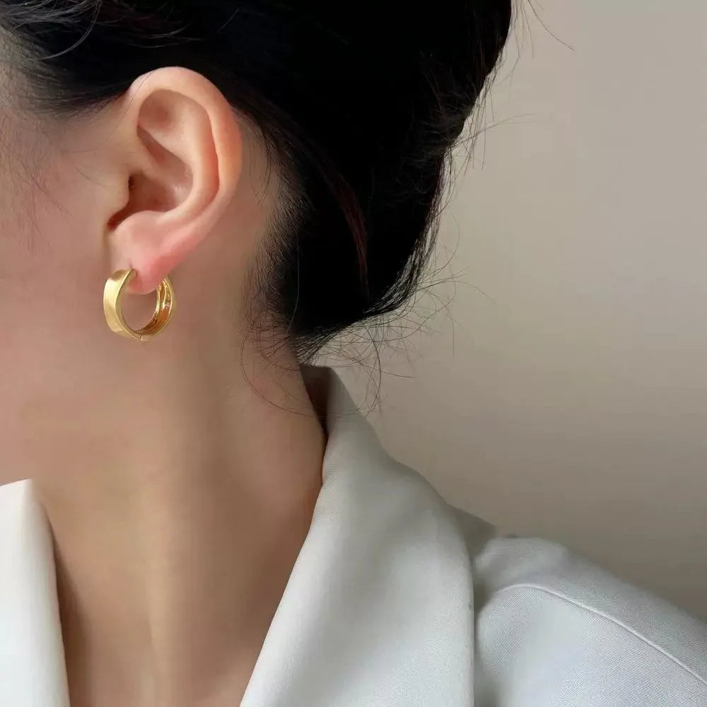 VENTFILLE 925 Sterling Silver Earring for Women Ear Plain Ring Wire Drawing Geometry Jewelry Gift Dropshipping