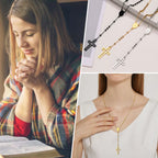 PENDRA Cross Mary Rosary Necklace