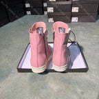PENDRA Blush Titan Pink Genuine Leather High-Top Thick-Sole Sneakers