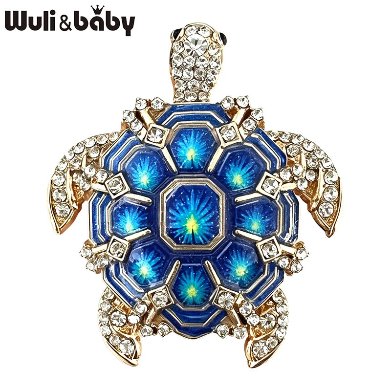 PENDRA Tidal Gem Rhinestone Turtle Brooch