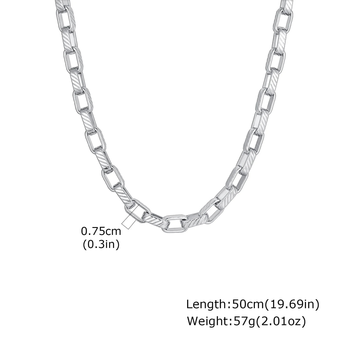 Chunky Embossed Chain Necklaces for Men Boys,Never Fade Stainless Steel Rectangle Chain Collar,Rock Punk Jewelry Gifts