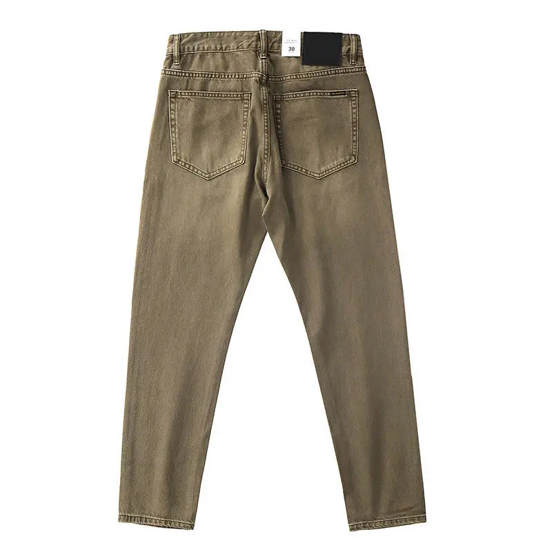 Cowboy Korean Goods Retro Yellow Mud Dyed Small Straight Jeans Men's Spring and Autumn Khaki Ami Kaji Washed Casual Trousers