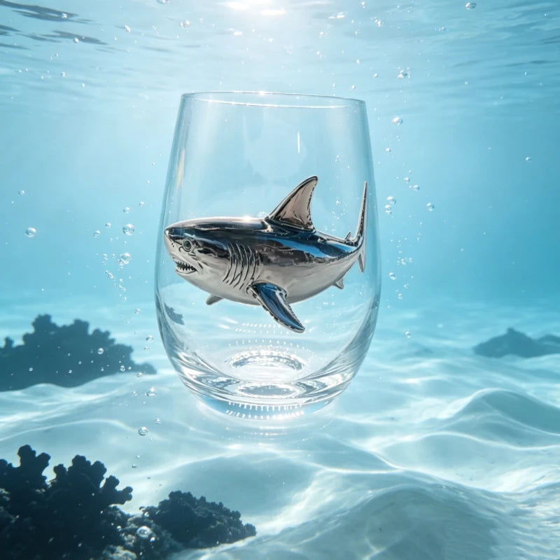 High definition sticker marine life red wine glass, lead-free transparent glass, beer cocktail home decoration water cup