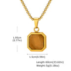 Brown Tiger Eye Stone Necklace for Men,Natural Stone Square Stainless Steel Necklace,Christmas  Anniversary Jewelry Gift