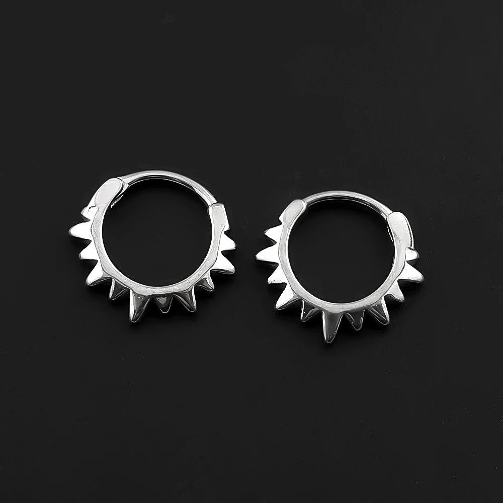 Gothic Punk Barbed Wire Spike Hoop Earrings Stainless Steel Huggie Hoops Street Ear Jewelry Emo Alt Teens Men Piercing Decor