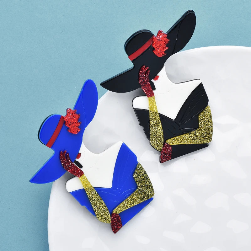 PENDRA Acrylic Beautiful Lady Brooch