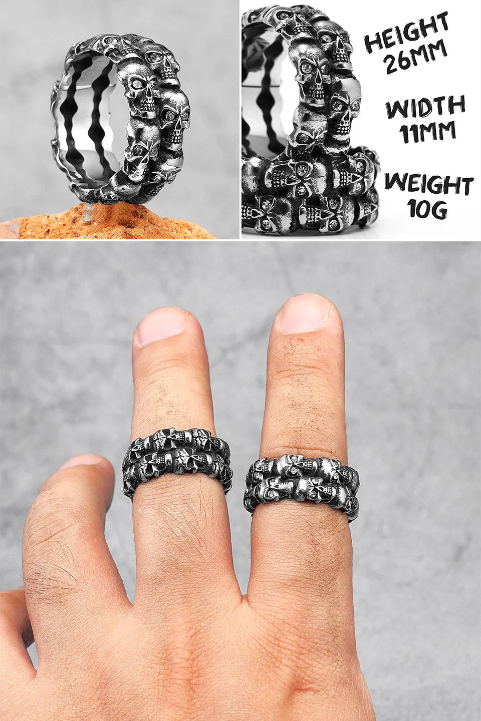 PENDRA Punk Gothic Skull Ring