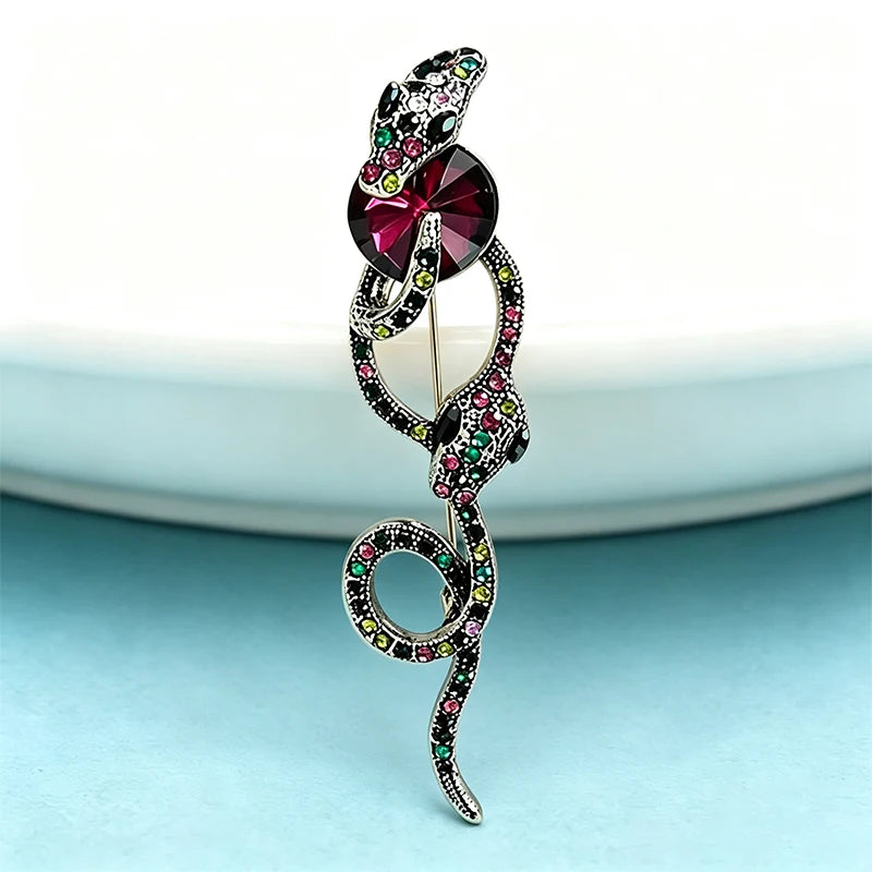 PENDRA Vintage Crystal Snake Brooch