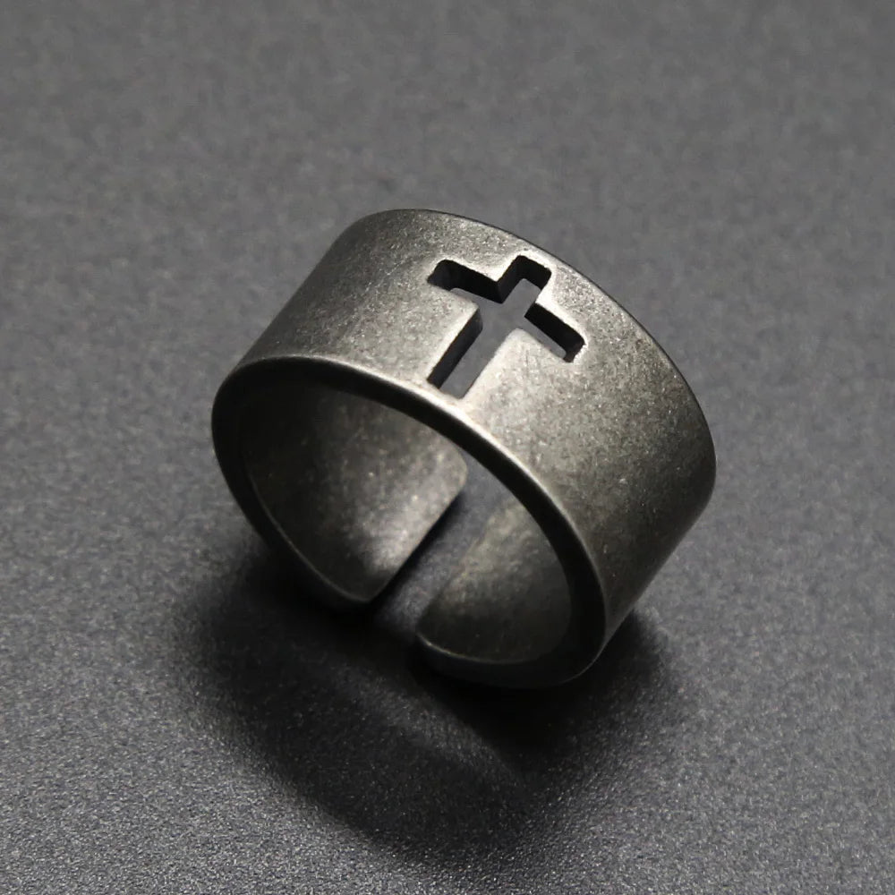 PENDRA Crosssteel Stainless Steel Cross Ring
