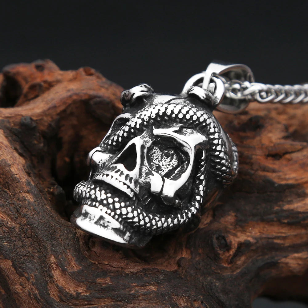 PENDRA Skullcarve Gothic Stainless Steel Skull Pendant