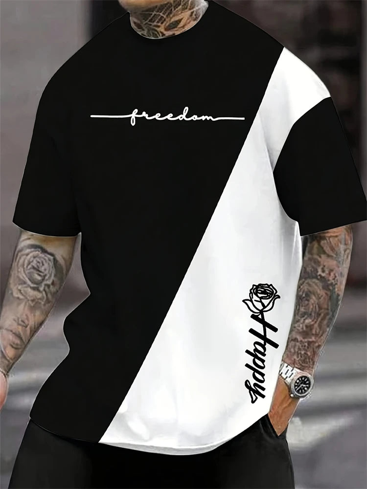 One Love Rasta Jamaican Reggae Style Men's T-Shirt Summer Daily Casual Men's Tee Outdoor Street Fashion Men's Short-sleeved Top