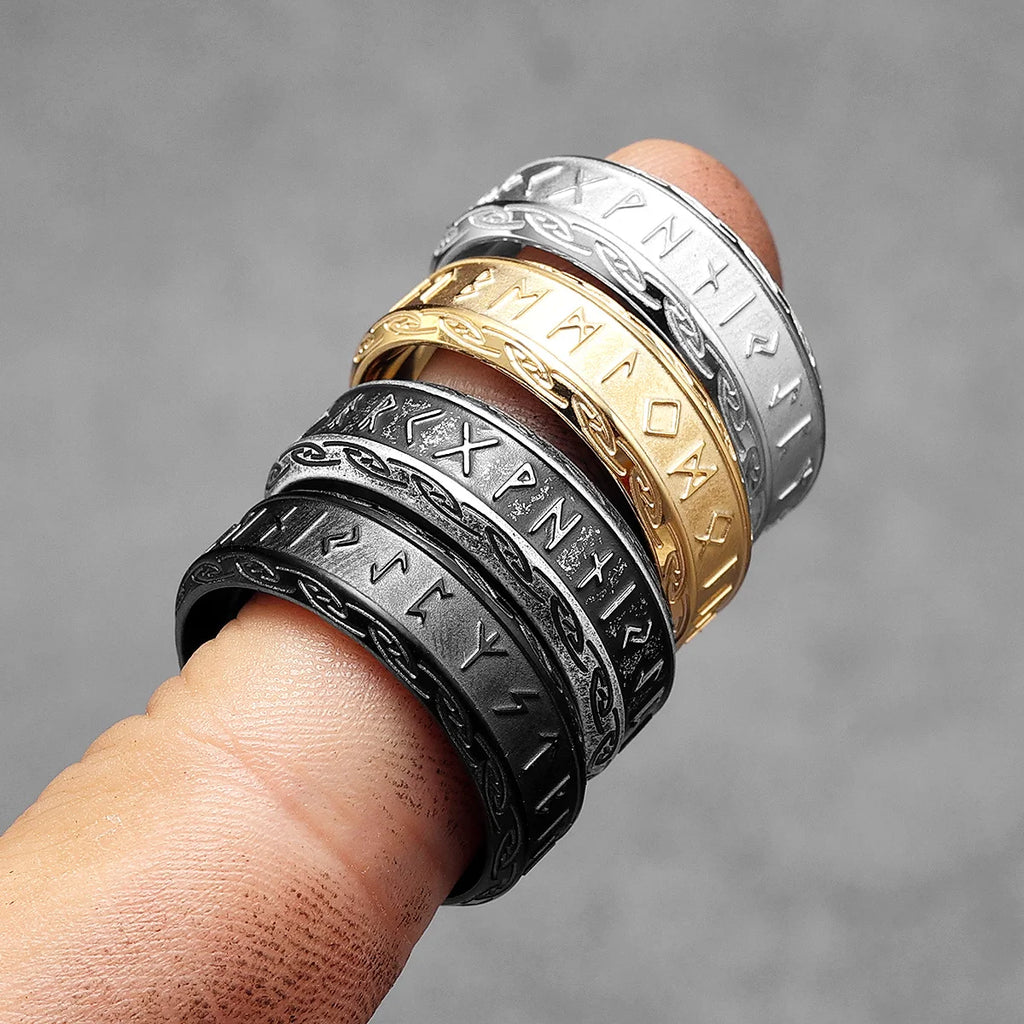 PENDRA Runes Rock Stranger Steel Ring