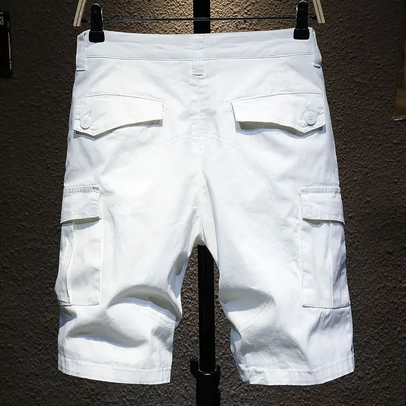 PENDRA Short Slim White Solid Color Cowboy Cotton Denim Jeans