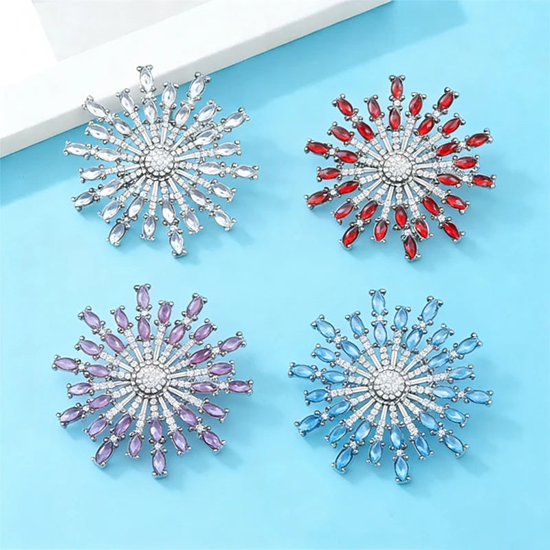 PENDRA Solara Rhinestone Round Sun Brooch