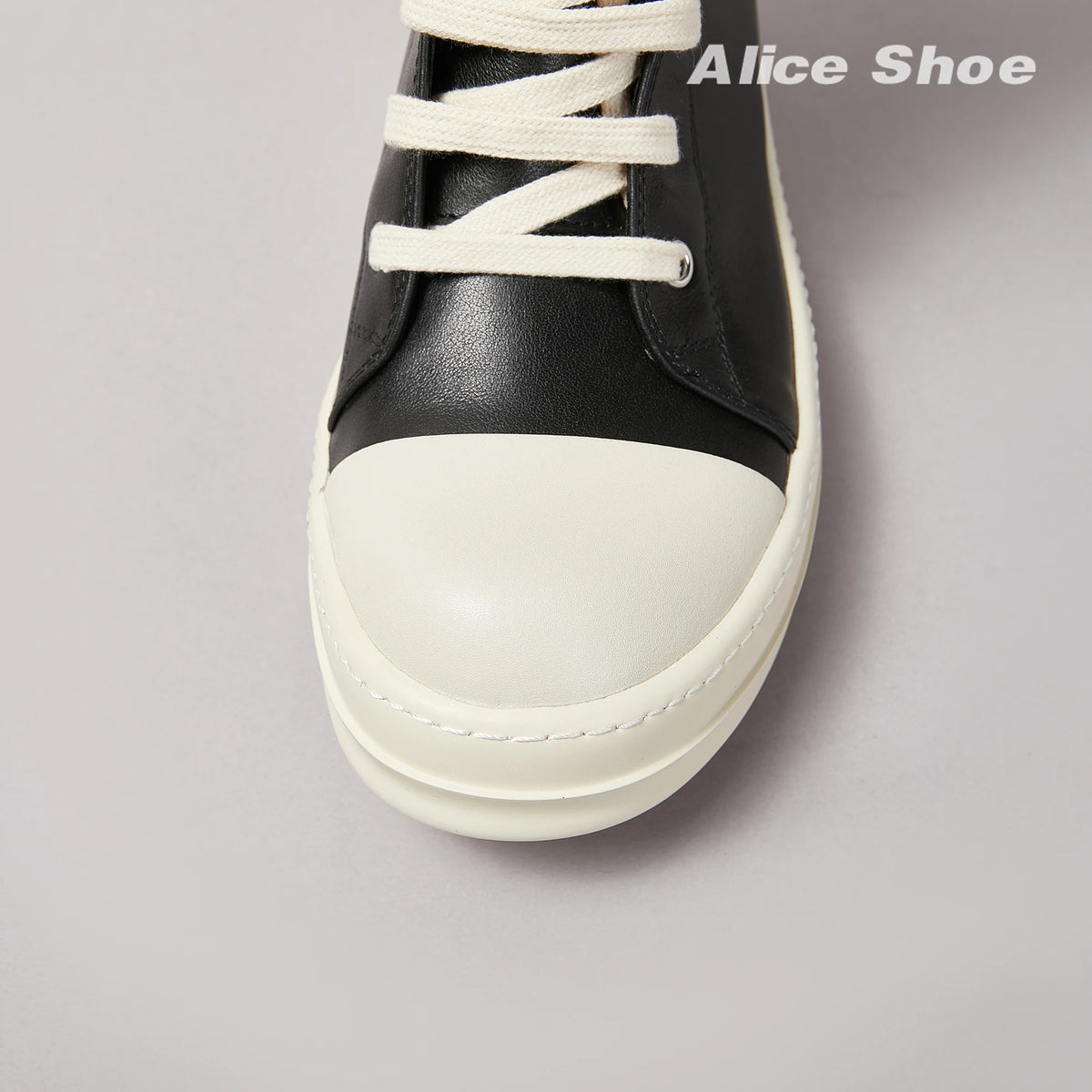 PENDRA Classic Punk Black Leather High-Top Zip Thick-Sole Platform Ankle Boots
