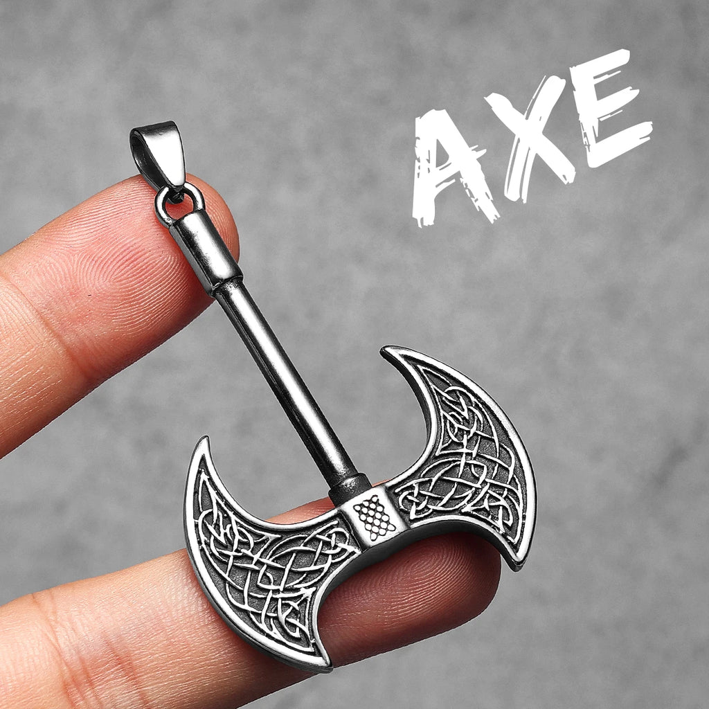 PENDRA Edged Axe Carving Steel Necklace