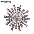PENDRA Solara Rhinestone Round Sun Brooch