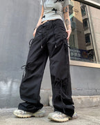 PENDRA Bowtie Wide Leg Drawstring Cargo Pants