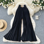 Korean version light mature style high waisted pleated wide leg pants women's spring commuting loose high-end fashion pants