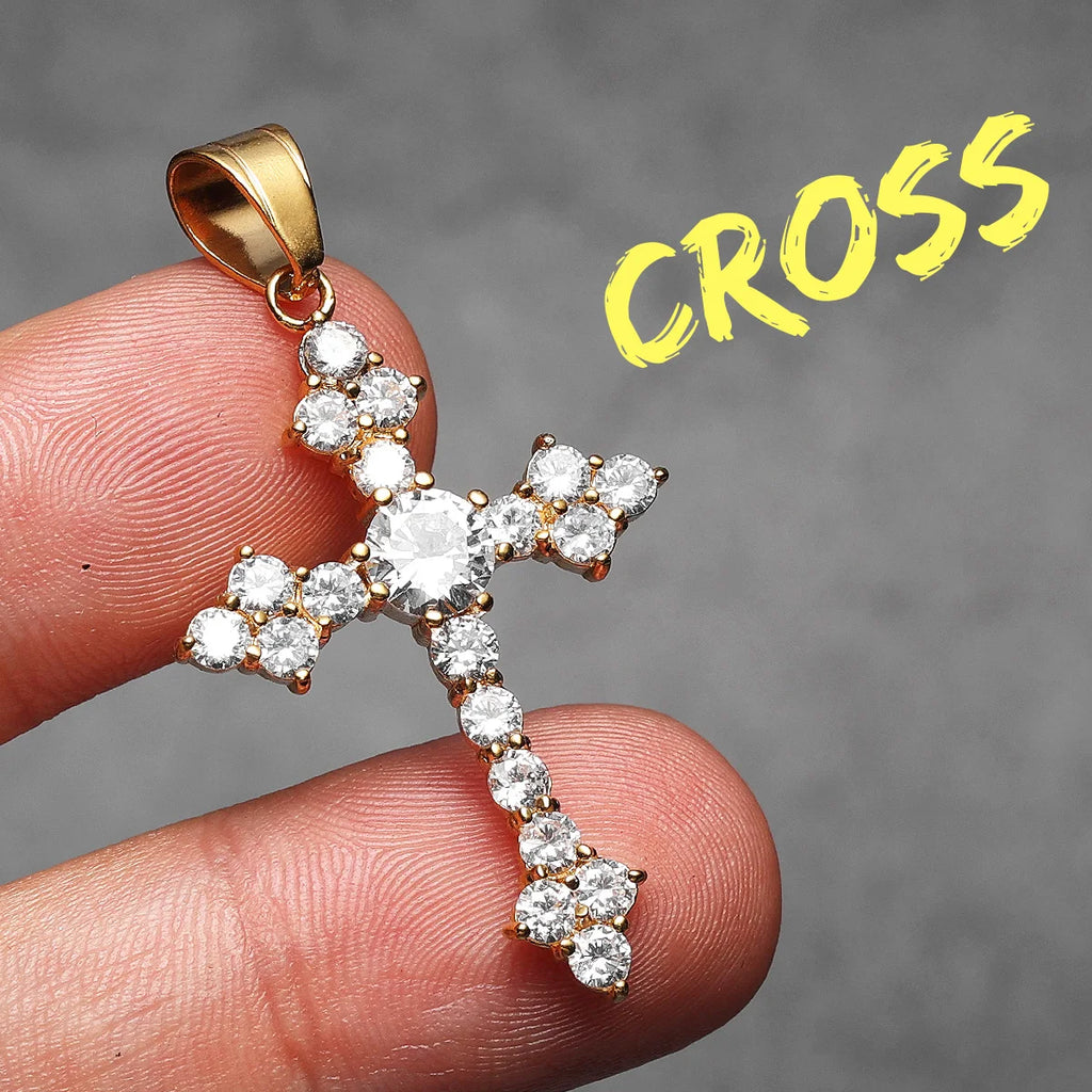 Simple Cross Men Necklaces Stainless Steel Pendant Chain Women Fashion Gemstone Jewelry Punk New In Accessories Gifts Wholesale