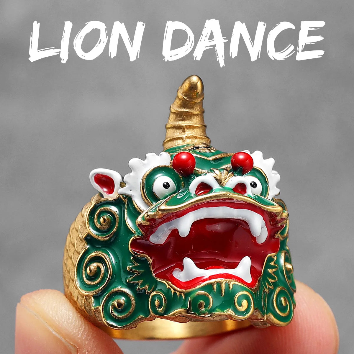 Chinese Lion Dance Unique Men Rings Stainless Steel Retro Punk Stylish Women Jewelry Fashion Accessories Gift Wholesale