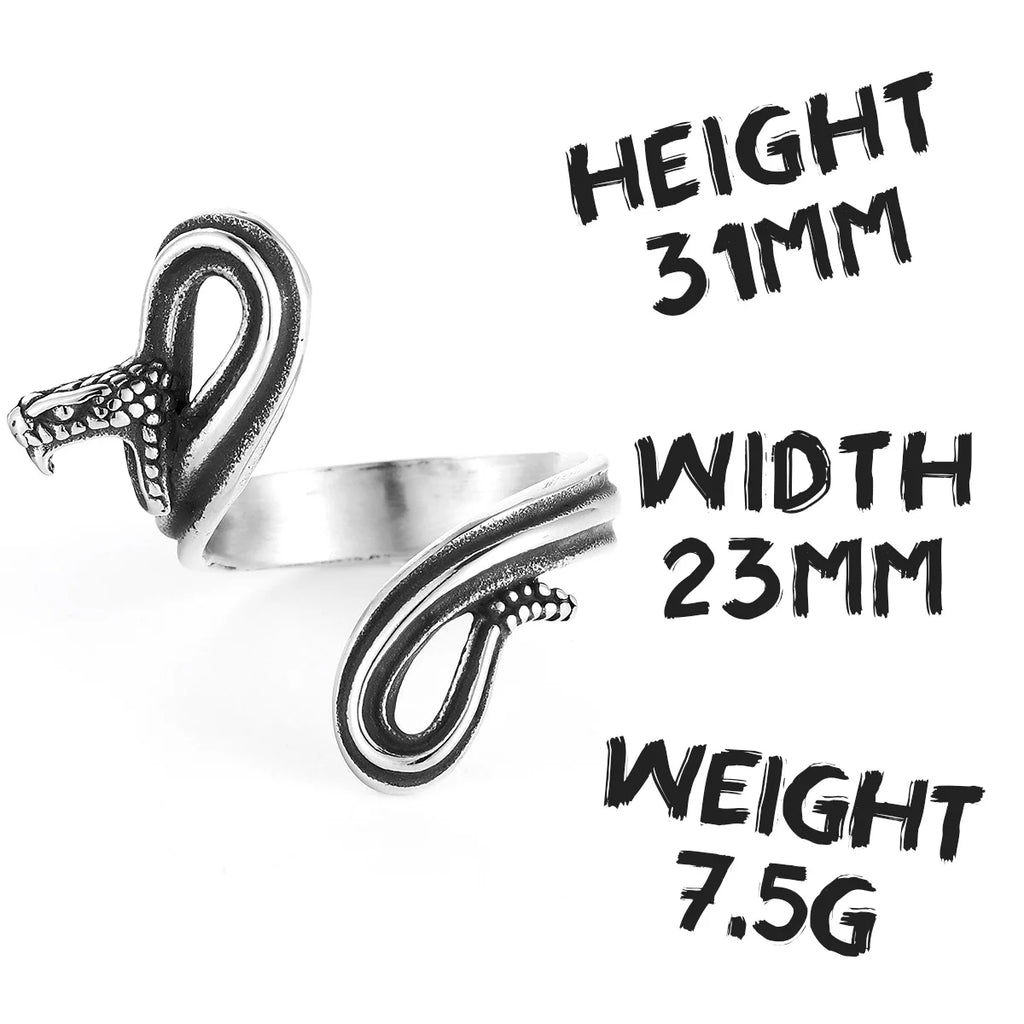 PENDRA Animal Snake Viper Steel Ring