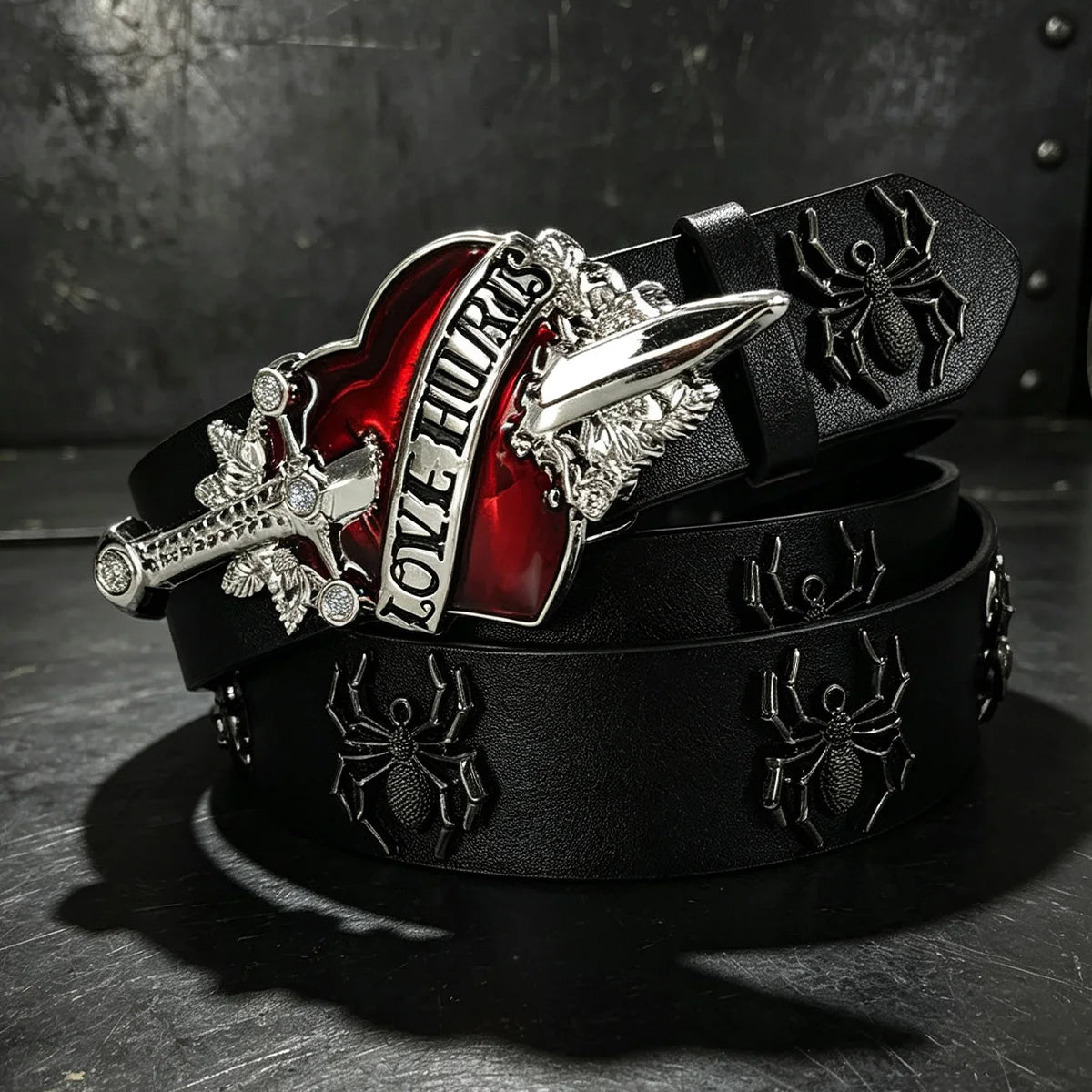 Luxury Desiner Rhinestone Spider Men's Belt Gothic Accessorise Women's Jeans Trouses Belt 3.8cm Wide Punk Belt for Halloween Day
