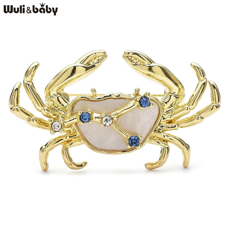 PENDRA Cancer Rhinestone Zodiac Crab Brooch