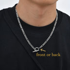 Men's Chain Necklace,Stainless Steel Cuban Chain Figaro Chain Collar,Classic Basic Gold Black Silver Color Chain