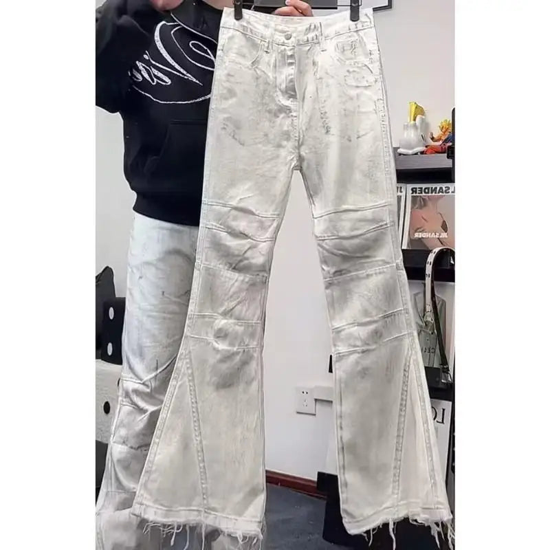 Spring Summer 2026 Trendy Brand Versatile Ruffian Handsome Ripped Flare Young Light Weight Casual Jeans Hip Hop Long Pants Men