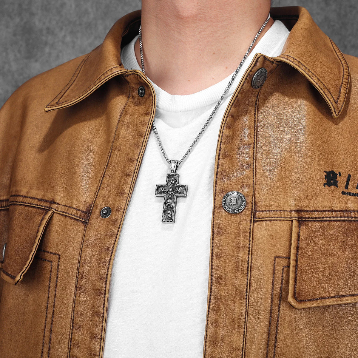 Skull Texture Cross Men Necklaces Stainless Steel Pendant Chain Women Fashion Jewelry Punk New In Accessories Gifts Wholesale
