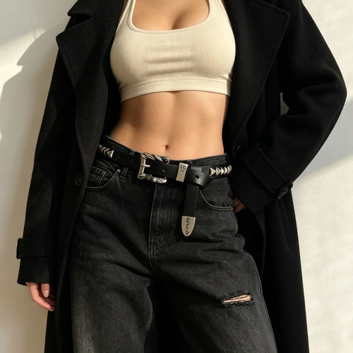 Luxury Designer Brand Belt for Men and Women Tower Rivet Real Genuine Cowhide Leather Pin Belt Male Black Punk Belt for Jeans