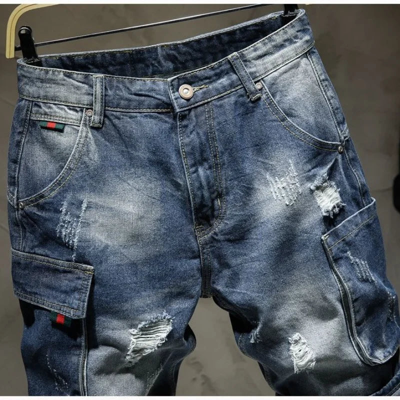 PENDRA Washed Distressed Ripped Pants
