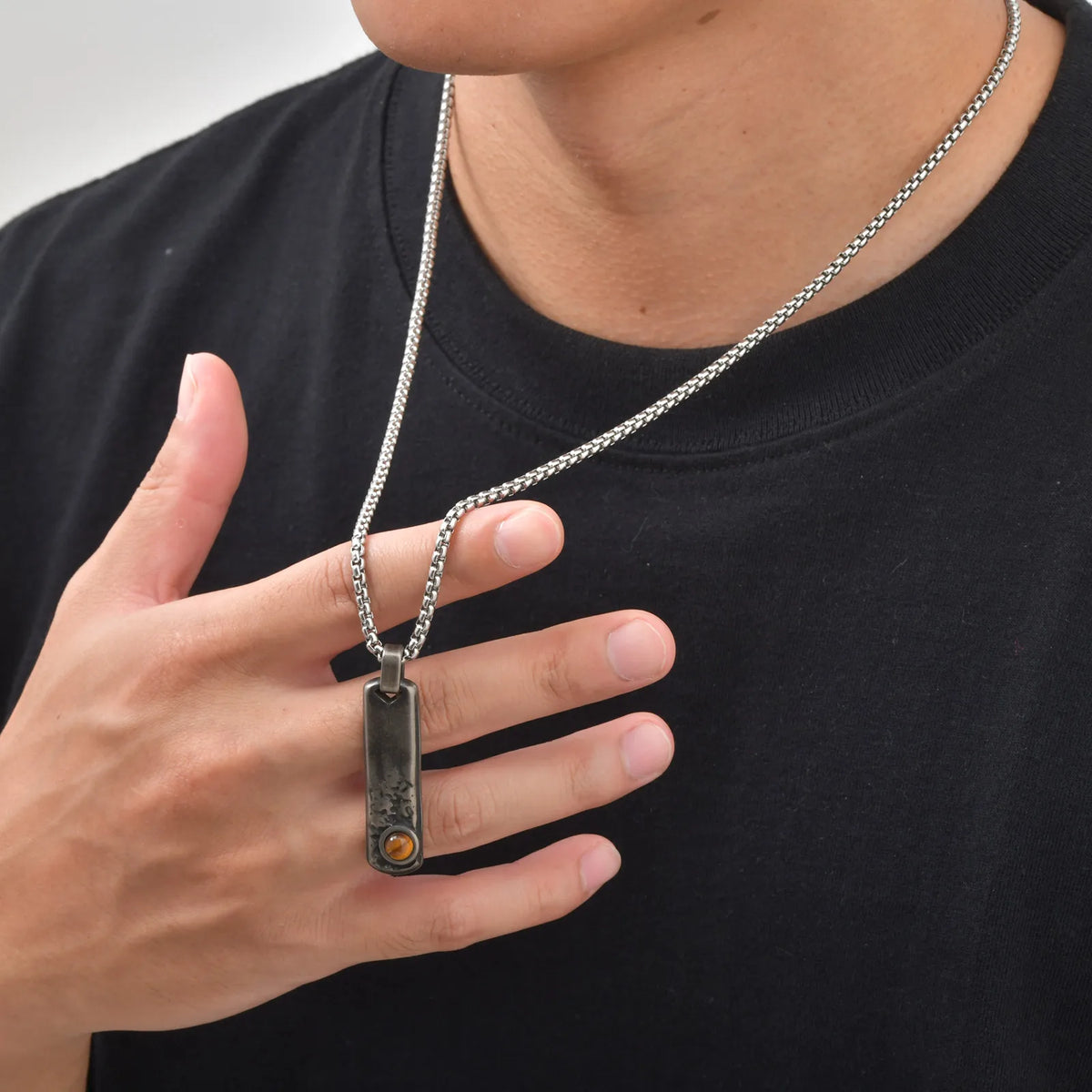 PENDRA Rectangle Bar Stone Pendant Necklace