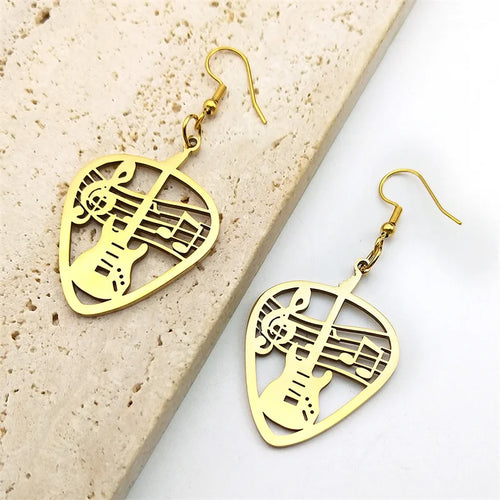 PENDRA Basspick Guitar Music Drop Earrings