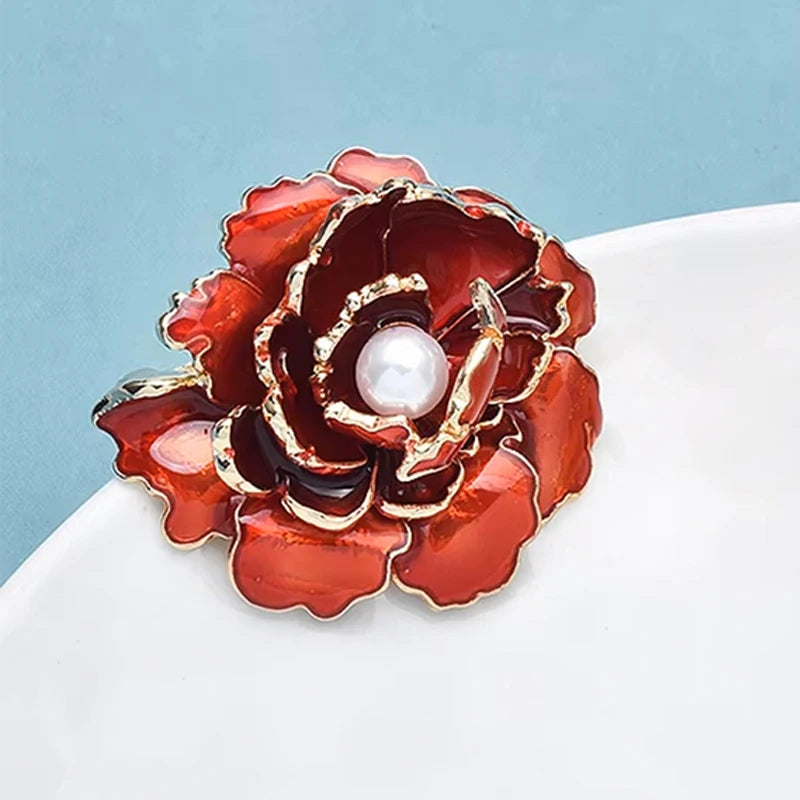 PENDRA Peonia Pretty Peony Flower Brooch