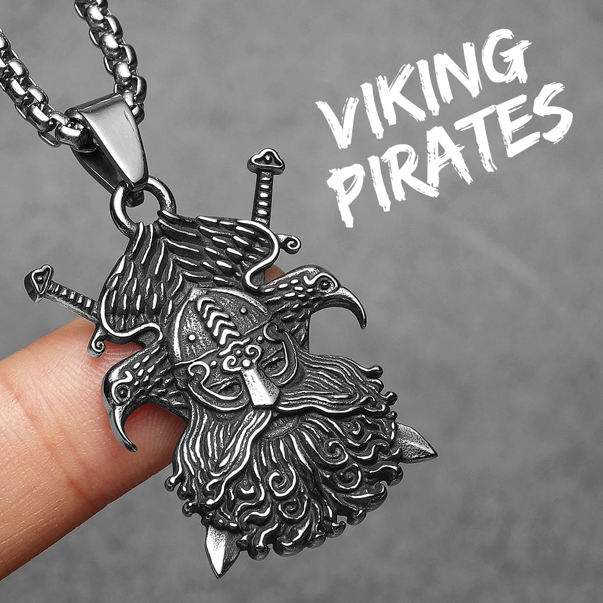 Viking Pirates Crow Men Necklaces Stainless Steel Pendant Chain Women Punk Fashion Jewelry New In Accessories Gifts Wholesale