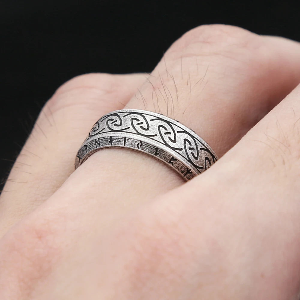 PENDRA Futhark Simple Stainless Steel Rune Ring
