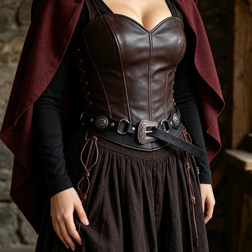 Leather Corset Belt for Women Renaissance Medieval Renaissance Viking Knight Cosplay Stage Performance Role-Playing Retro Belt
