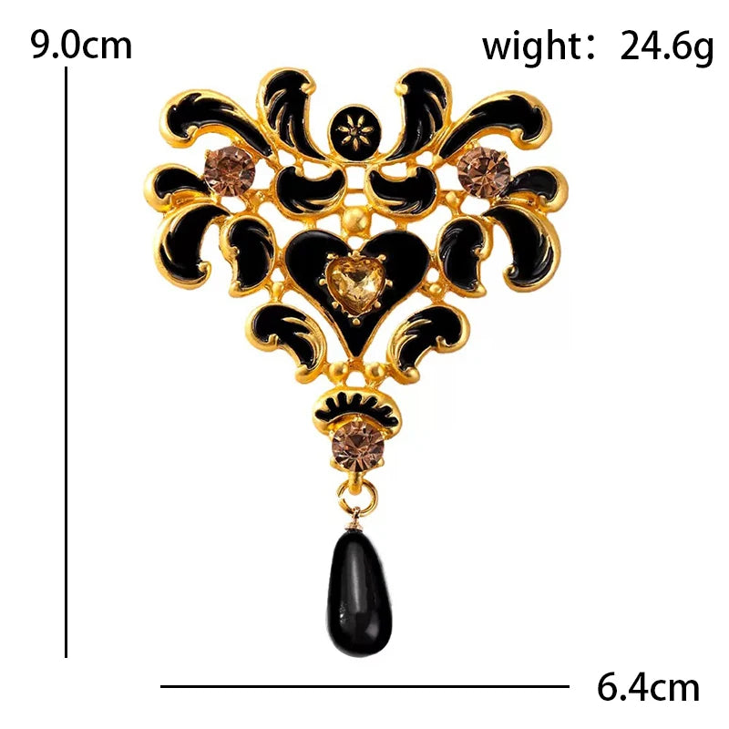 PENDRA Noirbloom Large Black Pendant Flower Brooch