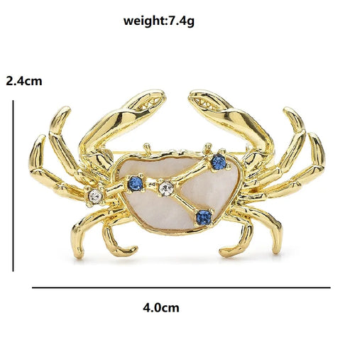 PENDRA Cancer Rhinestone Zodiac Crab Brooch