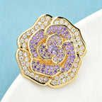 PENDRA Rosaspark Shining Rose Flower Brooch