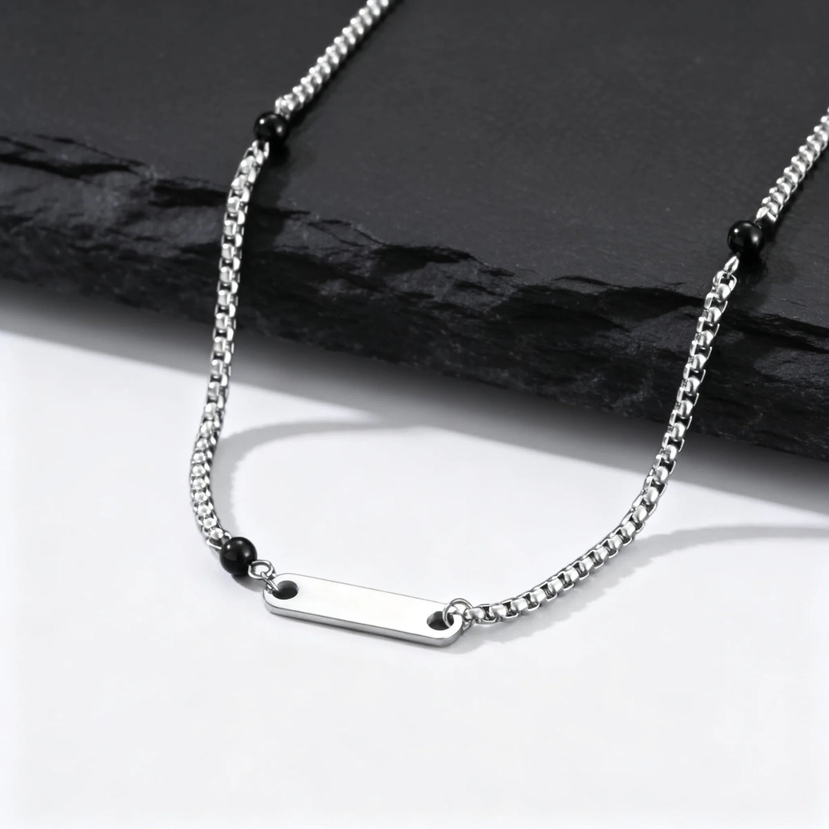 PENDRA Onyx Stone Chain Necklace