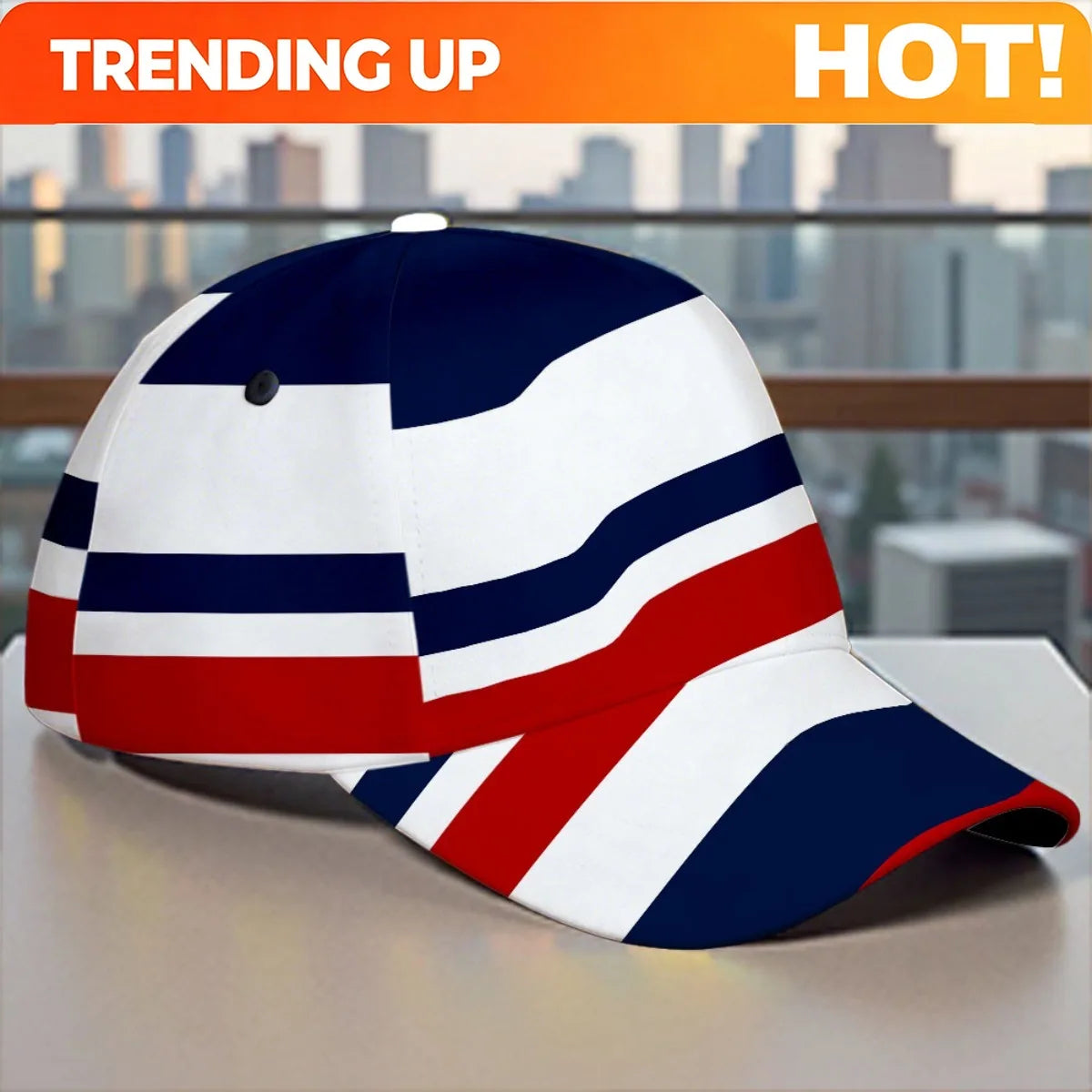 1pc Featuring an Strike Abstract Stripes Design, This Adjustable Snapback Cap Is Ideal for Street And Outdoor Activities.