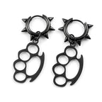 Brass Knuckles Dangle Earrings Punk Gothic Stainless Steel Earring Rivet Spike Hook Style For Edgy Streetwear Jewelry Gifts