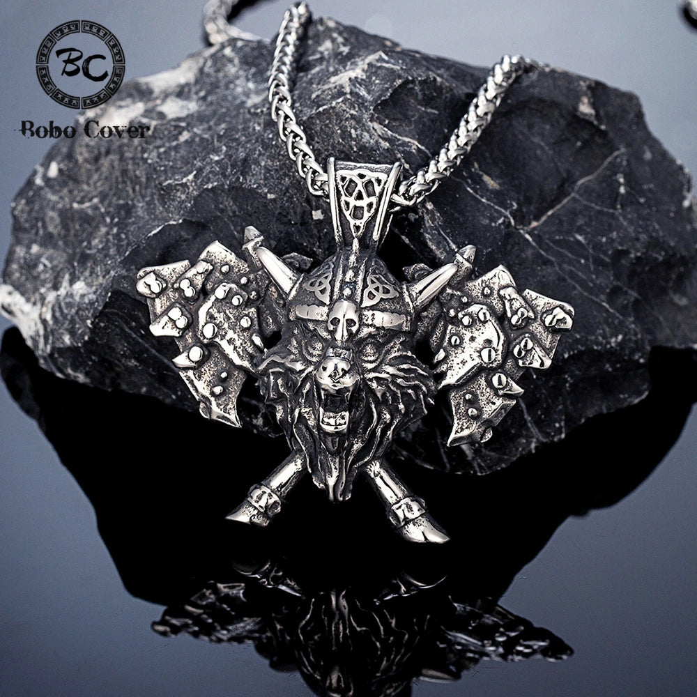 PENDRA Wolf Norse Helmet Necklace
