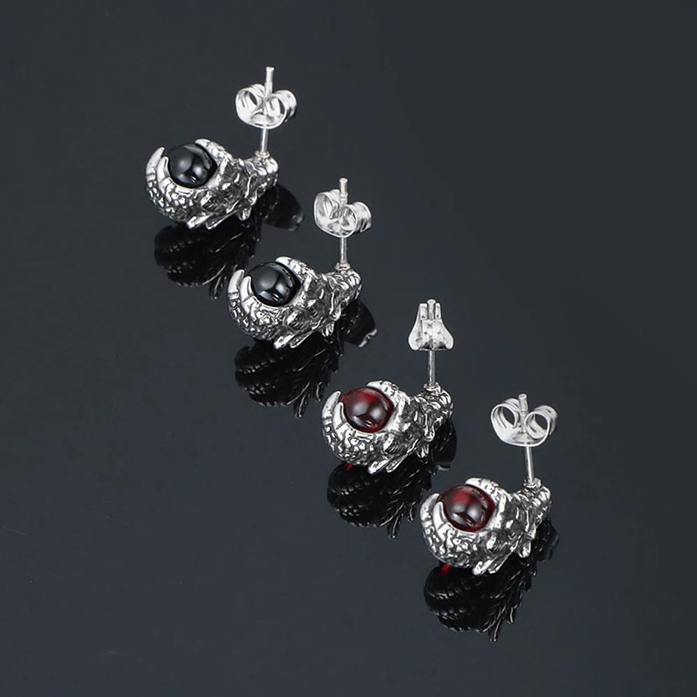 PENDRA Dragonclaw Black Red Stone Dragon Claw Earrings